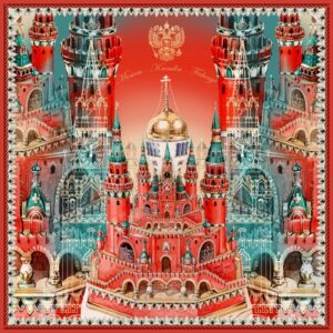 Платок “Кремль - Москва - Фаберже” by NINA RUCHKINA