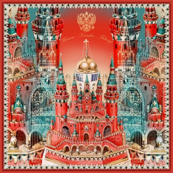 Платок “Кремль - Москва - Фаберже” by NINA RUCHKINA