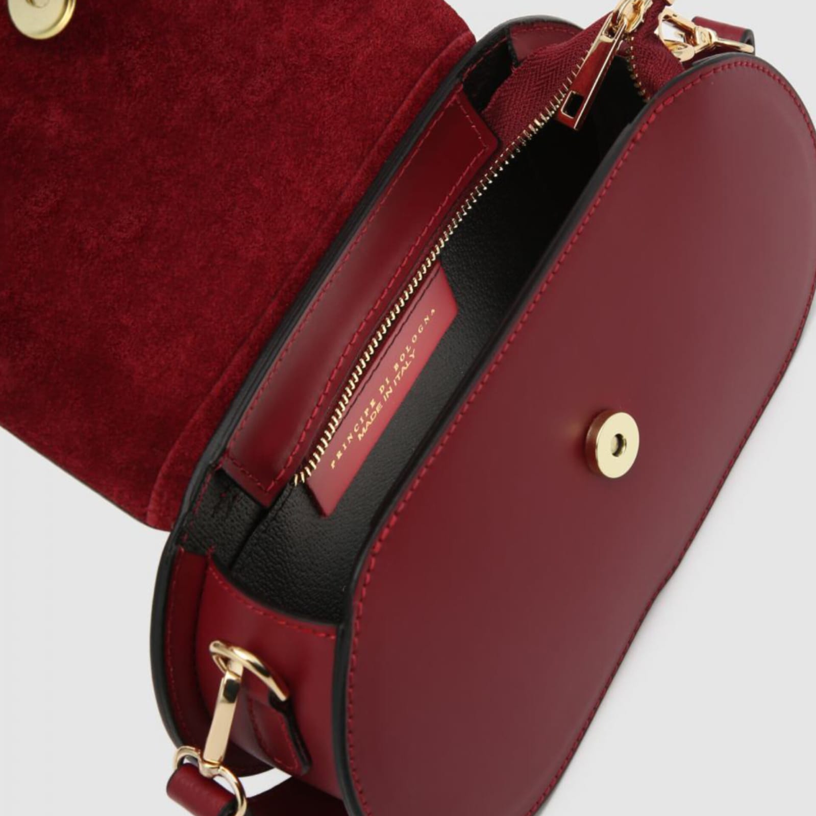 Сумка кожаная Principe di Bologna Kylie, ruga l130 rosso scuro