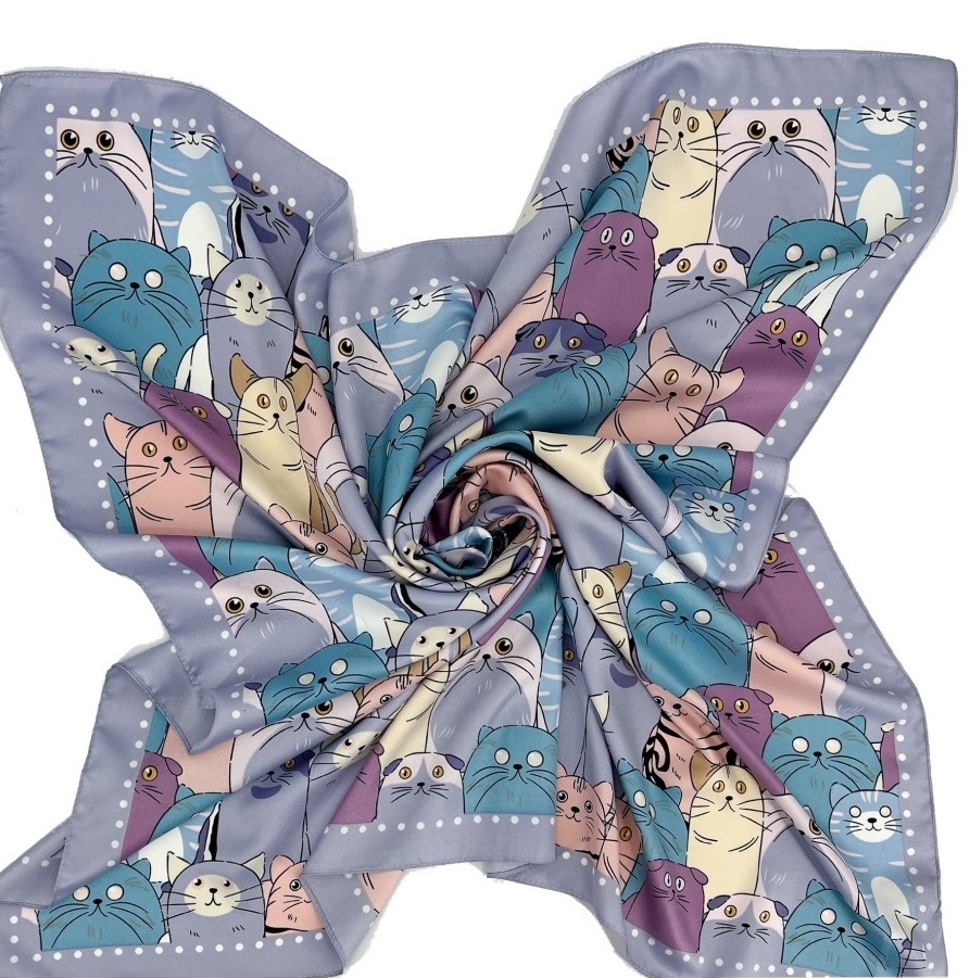 lavandovyj-bezhevyj_10-1.jpg Платок КОТОМАНИЯ лавандовый/ бежевый, темно-серый/ светло-бежевый — изображение 1