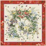 Платок «Русский полевой букет» by NINA RUCHKINA, красный 100% шёлк