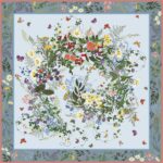 Платок «Русский полевой букет» by NINA RUCHKINA, серый 100% шёлк