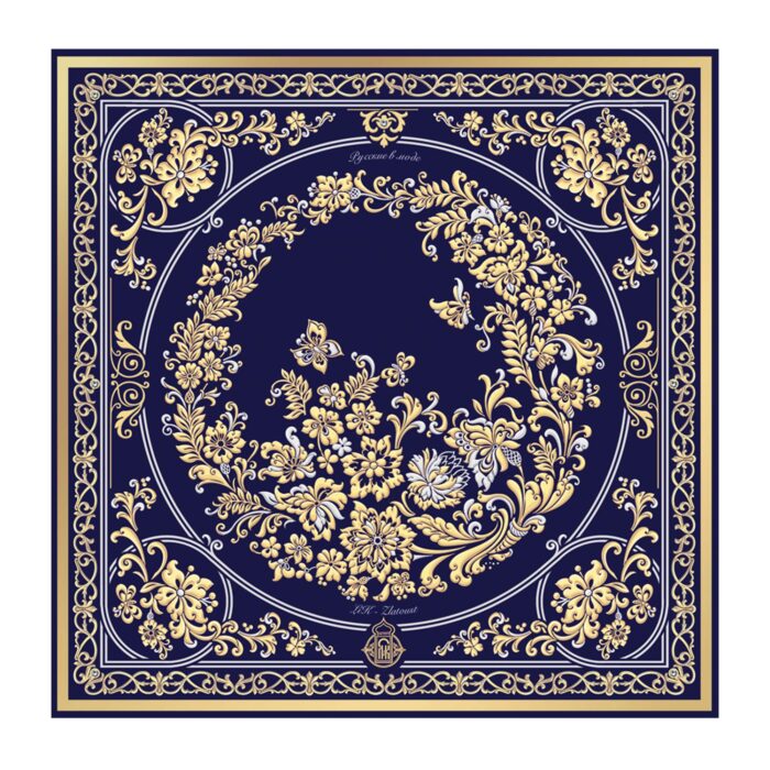 Платок «Златоустовский букет» by NINA RUCHKINA, шелк 100% — изображение 4